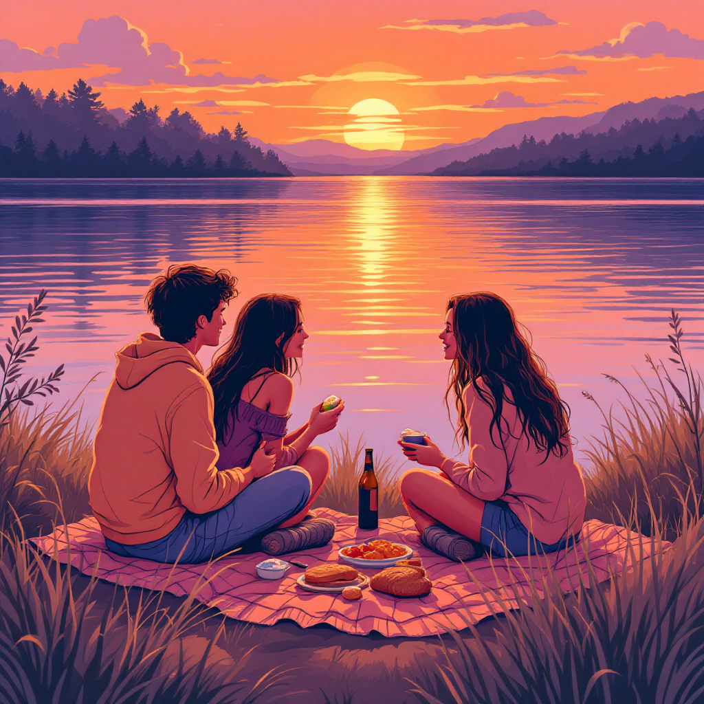 People enjoying sunset together